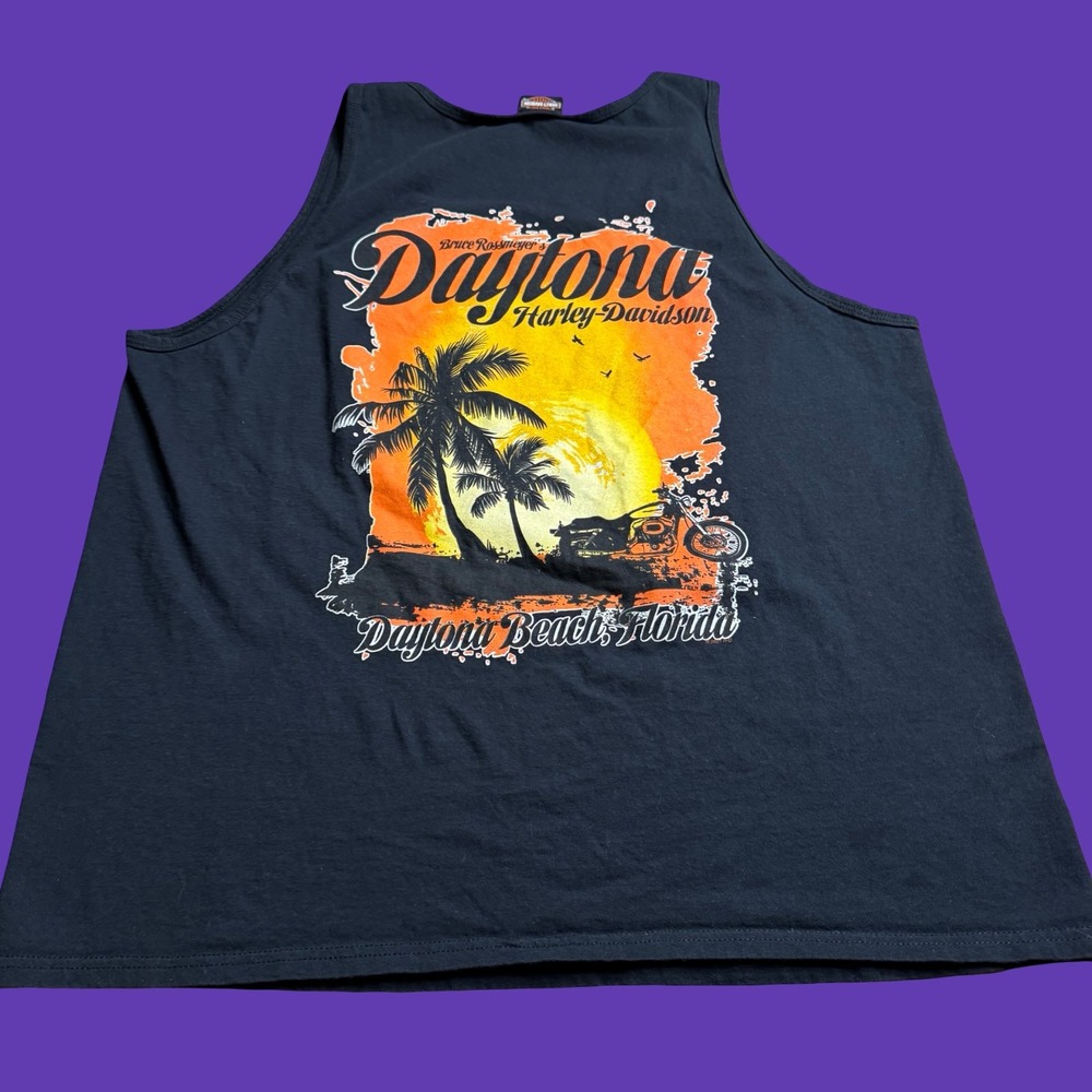 Harley Davidson Tank Top Shirt XL Black Sleeveless Motorcycle Daytona Beach FL